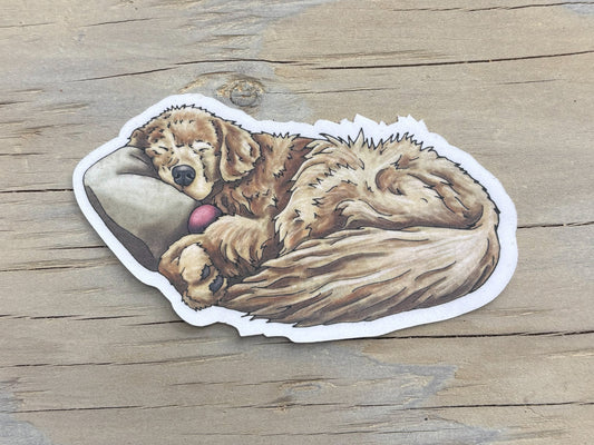 Sleeping Golden Retriever Sticker